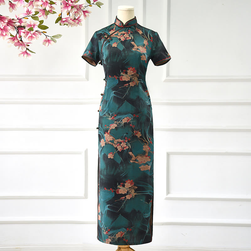 Buddha Stones Vintage Pink Flowers Print Cheongsam Dress Women's Qipao Dress, US6,UK/AU10,EU38 (XL) Buddha Stones Vintage Pink Flowers Print Cheongsam Dress Women's Qipao Dress, US6,UK/AU10,EU38 (XL)