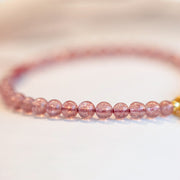 Buddha Stones Natural Strawberry Quartz Garnet Jade Lucky Fortune Fu Character Healing Charm Bracelet Bracelet BS 4