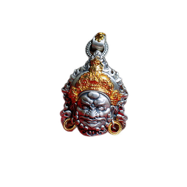Buddha Stones Yellow Jambhala Bodhisattva Copper Wealth Amulet Necklace Pendant