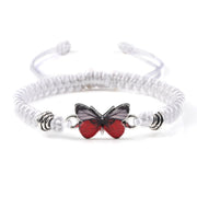 Buddha Stones Butterfly Freedom Love String Charm Bracelet Bracelet BS White-Red Butterfly