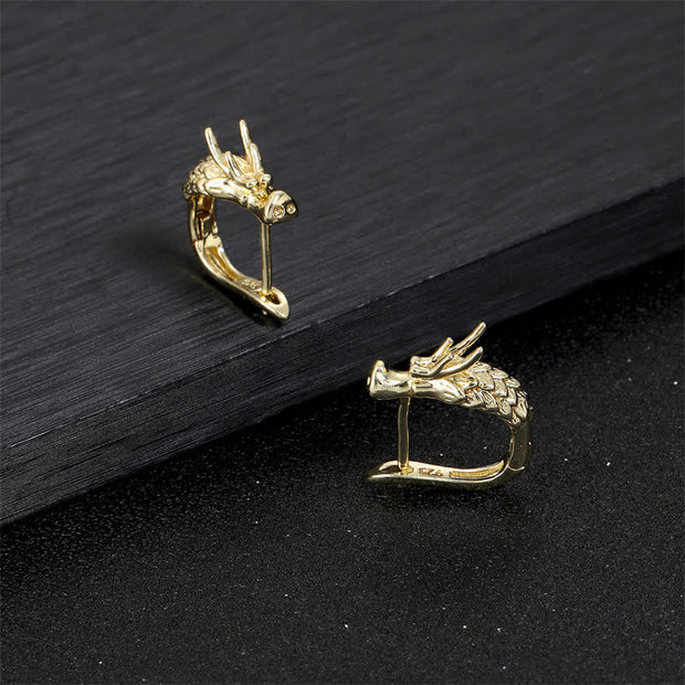 Buddha Stones Dragon Design Strength Protection Earrings
