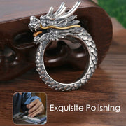 Buddha Stones 925 Sterling Silver Vintage Dragon Design Protection Strength Adjustable Ring Ring BS 4