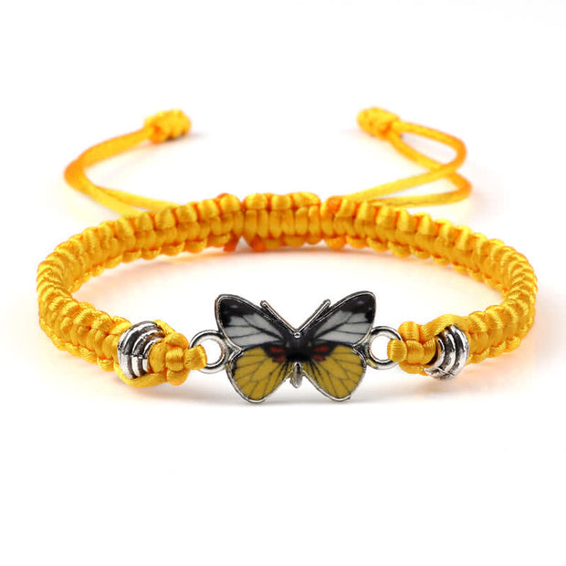 Buddha Stones Butterfly Freedom Love String Charm Bracelet Bracelet BS Yellow-Yellow Butterfly