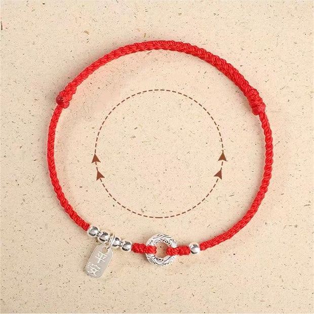 Buddha Stones 925 Sterling Silver Auspicious Clouds Peace Buckle Safe And Sound Bracelet Anklet