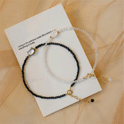 Buddha Stones 14K Gold Plated Black Spinel White Crystal Cute Cat Tridacna Stone Healing Bracelet