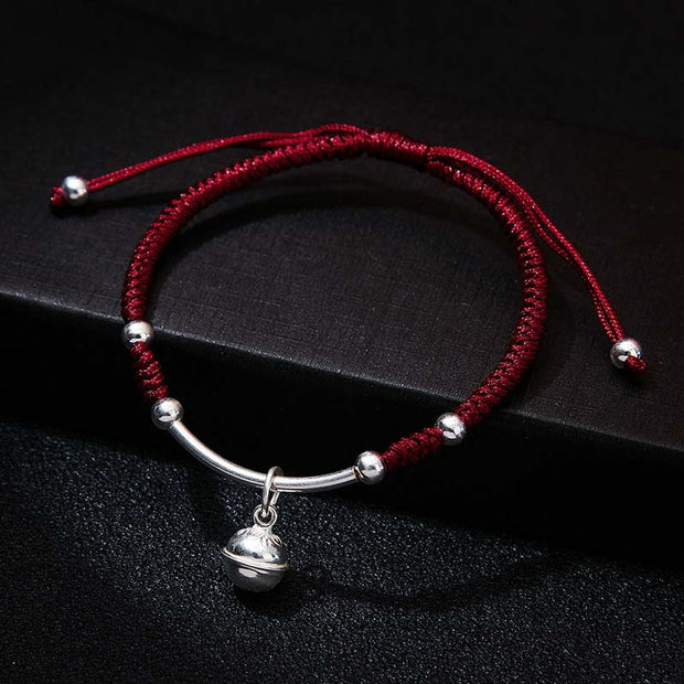 Buddha Stones FengShui Lucky Red String Bell Bracelet Bracelet BS Dark Red(Wrist Circumference 14-21cm)