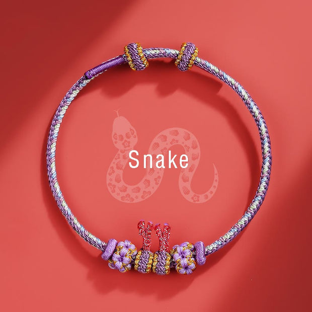 Buddha Stones Handmade Year of the Dragon Cute Chinese Zodiac Luck Braided Bracelet Bracelet BS Snake(Wrist Circumference 14-18cm)
