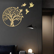 Buddha Stones Tree of Life Birds Sign Housewarming Gift Unity Wall Art Wall Art BS Gold 49cm