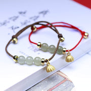 Buddha Stones Natural Jade Lotus Seed Strength Red String Weave Bracelet Bracelet BS 1