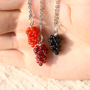 Buddha Stones Natural Garnet Red Agate Black Onyx Protection Necklace Pendant
