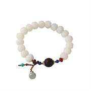 Buddha Stones Bodhi Seed Jade Lotus Charm Peace Bracelet Bracelet BS 10