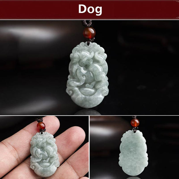 Buddha Stones Natural Jade 12 Chinese Zodiac Sucess Pendant Necklace Necklaces & Pendants BS 16