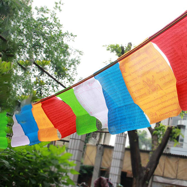 Buddha Stones Tibetan 5 Colors Windhorse Blessing Outdoor 20 Pcs Prayer Flag Decoration Decorations buddhastoneshop 2