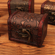 Buddha Stones Vintage Small Wood Jewelry Box Grass Flower Lotus Golden Grape Copper Coin Daffodil Jewelry Storage Box