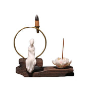 Buddha Stones Ceramic Lotus Healing Meditation Incense Burner Decoration Decorations Incense Burner BS 18