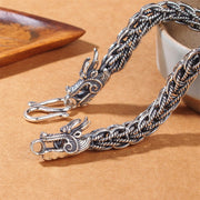 Buddha Stones 925 Sterling Silver Dragon Success Strength Bracelet Bangle Bracelet Bangle BS 2