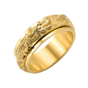 Buddha Stones Dragon Titanium Steel Stimulation Rotatable Ring