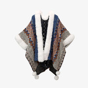 Buddha Stones Tibetan Multicolored Wavy Lines Knitted Striped Shawl Coat Winter Cozy Travel Scarf Wrap