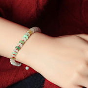 Buddha Stones Round Jade Lucky Red String Weave Bracelet Bracelet BS 5