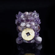 Buddha Stones Handmade Cute PiXiu Gold Coin Crystal Fengshui Energy Wealth Fortune Home Decoration Decorations BS amethyst