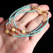 Buddha Stones Turquoise Amber Red Agate Protection Bracelet Necklace Pendant Bracelet Necklaces & Pendants BS 11