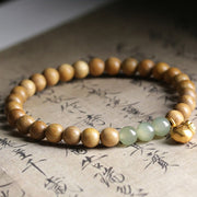 Buddha Stones Natural Sandalwood Hetian Jade Money Bag Protection Bracelet Bracelet BS 6