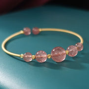 Buddha Stones Natural Strawberry Quartz Love Healing Bracelet Bangle Bracelet BS 3