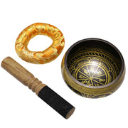 Buddha Stones Tibetan Meditation Sound Bowl Handcrafted for Healing and Mindfulness Support Protection Singing Bowl Set