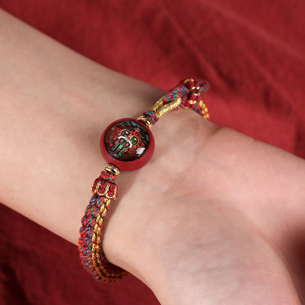 Buddha Stones Colorful Rope Cinnabar Thangka Blessing Braided Bracelet Bracelet BS 8
