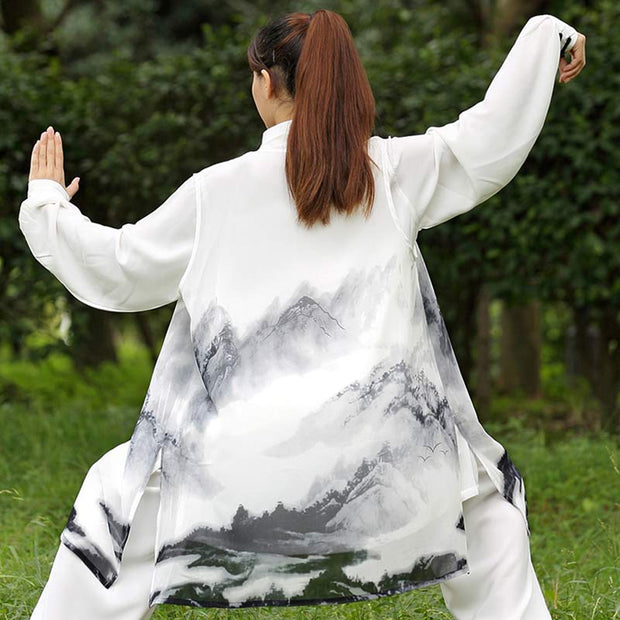 3Pcs Ink Painting Meditation Prayer Spiritual Zen Tai Chi Qigong Practice Unisex Clothing Set Clothes BS 5
