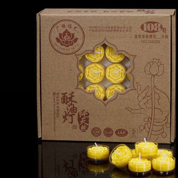 Buddha Stones 108Pcs Meditation Prayer Altar Candle Temple Rituals Use Items Prayer Altar Candles BS Yellow Lotus
