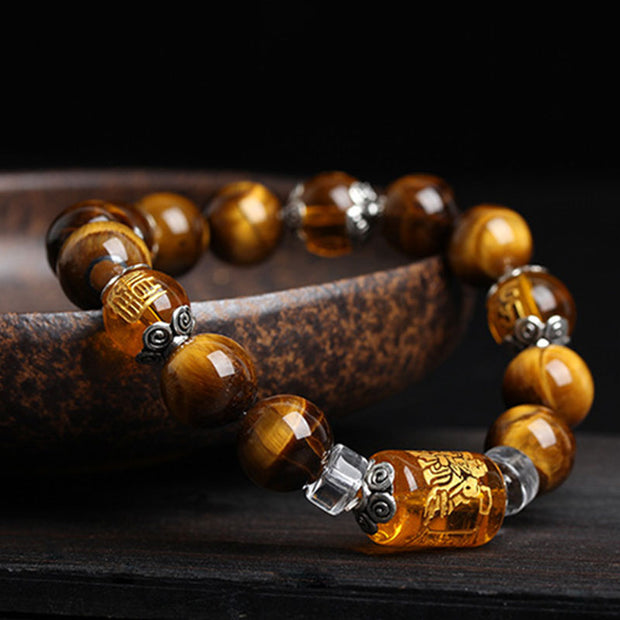 Buddhastoneshop Tiger Eye Bead Fortune Prosperity Bracelet