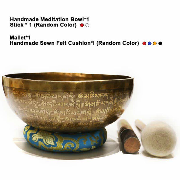 Buddha Stones Sutra Singing Bowl Handcrafted for Healing and Meditation Positive Energy Sound Bowl Set