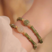 Buddha Stones 14K Copper Plated Peridot Hetian Jade Bamboo Pattern Luck Bracelet Bracelet BS main