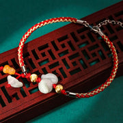 Buddha Stones Chinese Zodiac Jade Prosperity Red String Bracelet Anklet Bracelet BS Snake(Bracelet/Anklet Size 19.5+4cm)