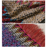 Buddha Stones Tibetan Shawl Knitting Warm Cloak Tibetan Tassel Scarf Tibetan Shawl BS 18