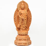 Buddha Stones Handcrafted Mahasthamaprapta Bodhisattva Thuja Sutchuenensis Wood Optimistic Decoration