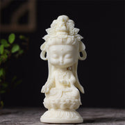 Buddha Stones Mini Ivory Fruit Kwan Yin Avalokitesvara Lotus Wealth Desk Decoration
