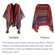 Buddha Stones Tibetan Shawl Knitting Warm Cloak Tibetan Tassel Scarf Tibetan Shawl BS 19