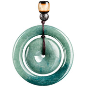 Buddha Stones Natural Round Jade Peace Buckle Luck Prosperity Necklace Pendant Necklaces & Pendants BS 8