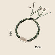 Buddha Stones White Jade Bamboo Reincarnation Knot Wealth Luck Strength String Bracelet Bracelet BS 8