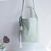 Buddha Stones Embroidery Flower Pattern Canvas Shoulder Bag Tote Bag Crossbody Bag Bag BS 30