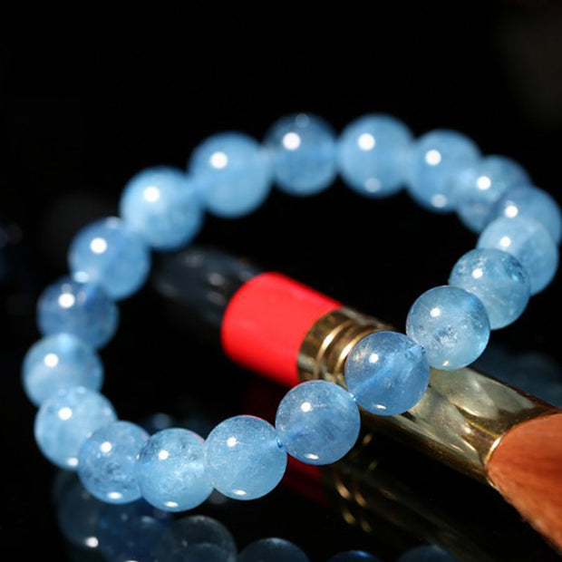 Buddhastoneshop Aquamarine Beads Peace Healing Bracelet – buddhastoneshop