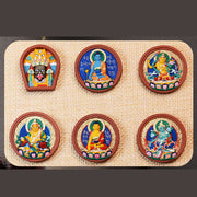 Buddha Stones Tibet Handmade Medicine Buddha Zakiram Goddess of Wealth Green Tara Mantra Lotus Thangka Charm Accessories
