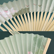 Buddha Stones Lotus Flowers Leaf Koi Fish Handheld Paper Bamboo Folding Fan Folding Fan BS 5