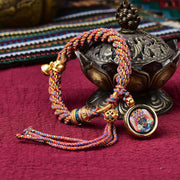 Buddha Stones Tibetan Handmade Luck Protection Thangka Prayer Wheel Bell Charm Braid String Bracelet Bracelet BS Colorful&Thangka(Wrist Circumference 14-19cm)