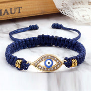 Buddha Stones Evil Eye Keep Away Evil Spirits String Bracelet Bracelet BS Navy Blue&Blue Evil Eye Gold Border