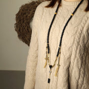 Buddha Stones Tibetan 108 Mala Beads Black Onyx Three-eyed Dzi Beads Protection Bracelet