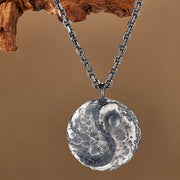 Buddha Stones 990 Sterling Silver Yin Yang Hammer Texture Harmony Necklace Pendant Necklaces & Pendants BS 1