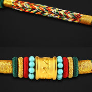 ❗❗❗A Flash Sale- Buddha Stones Tibet 999 Gold Om Mani Padme Hum Handmade Eight Thread Peace Knot Luck Bracelet